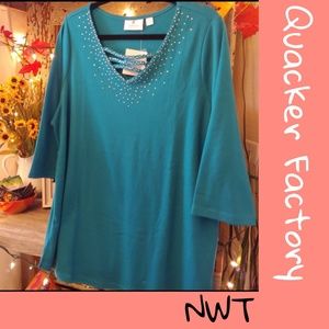 NWT ❤ Quacker Factory Embellished 3/4 sleeve